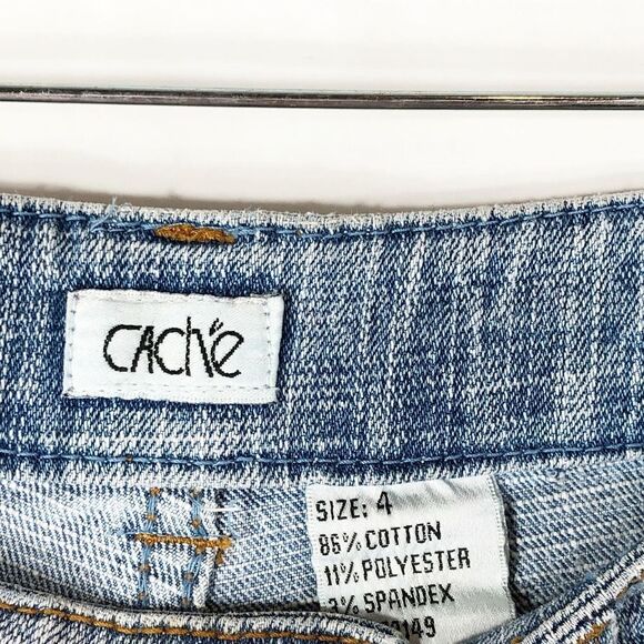 Cache Size‎ 4 Capri Jeans Cropped Light Blue Rhinestones Cuffed Pockets 1075 - Picture 8 of 8